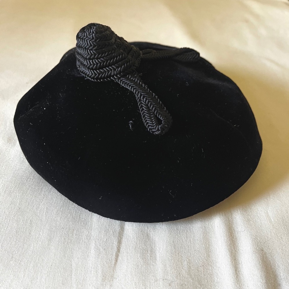 Vintage‎ Debbie Black Velvet Fascinator Halo Hat Braided Knot Cocktail 1950s